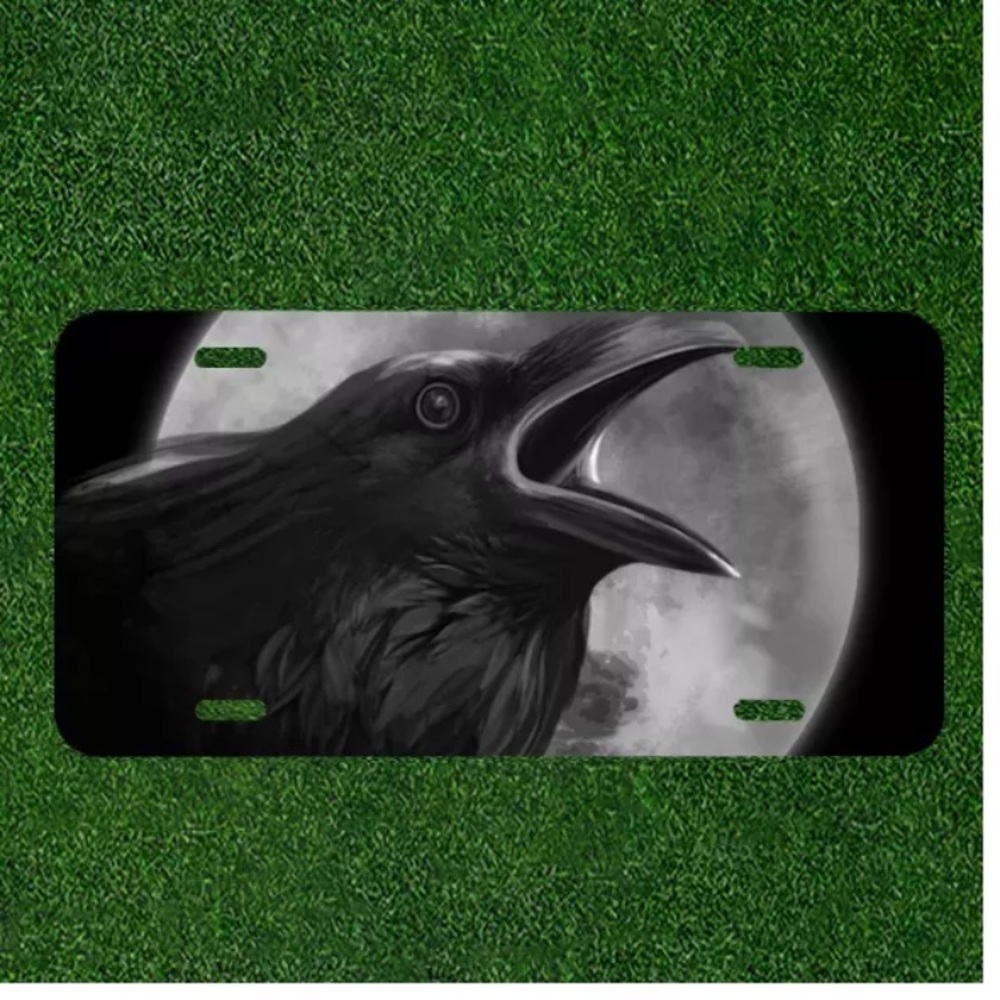 Custom license plate With crow